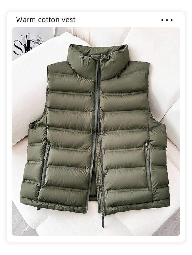 Leichte, gesteppte Pufferweste für Damen mit Stehkragen, lässige, ärmellose Slim-Fit-Jacke für das ganzjährige Layering_voghion.com