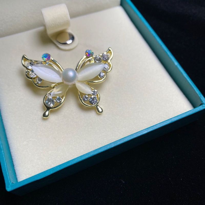 Broche papillon en perles de luxe exquise, broche légère et résistante, broche de costume rétro fritillaire_voghion.com