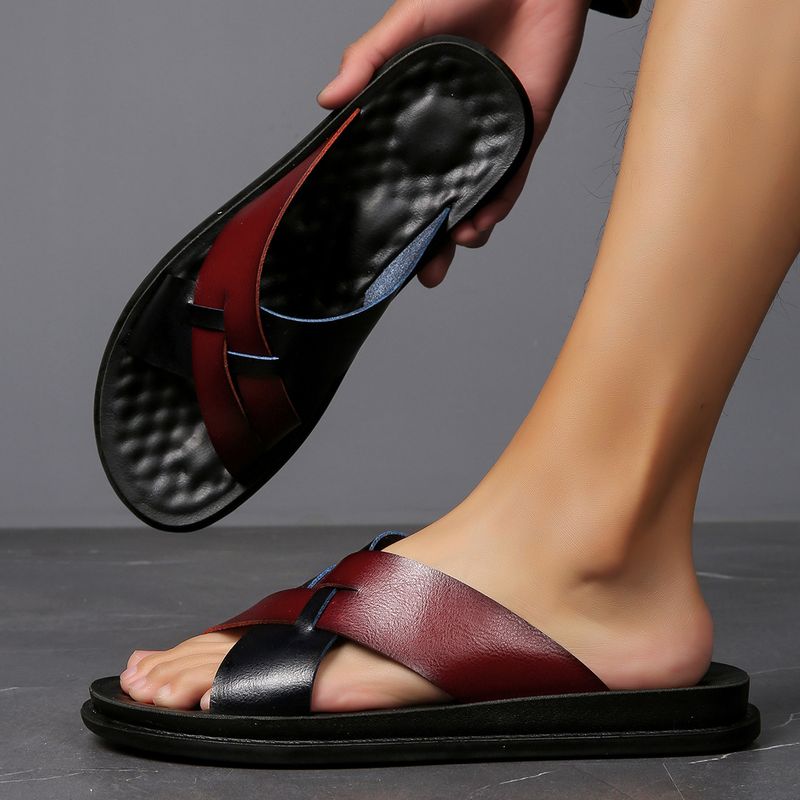 Men's Casual Slippers With Soft Soles Wearing Beach Shoes, Lightweight Comfortable For Home Use, Slip Resistant And_voghion.com