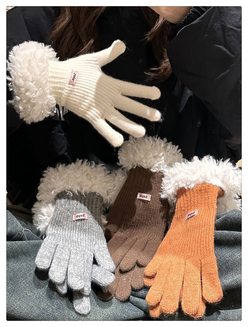 Women's Winter 2025 New Thickened Warm Knitted Finger Gloves Touch Screen Compatible Tide Models_voghion.com