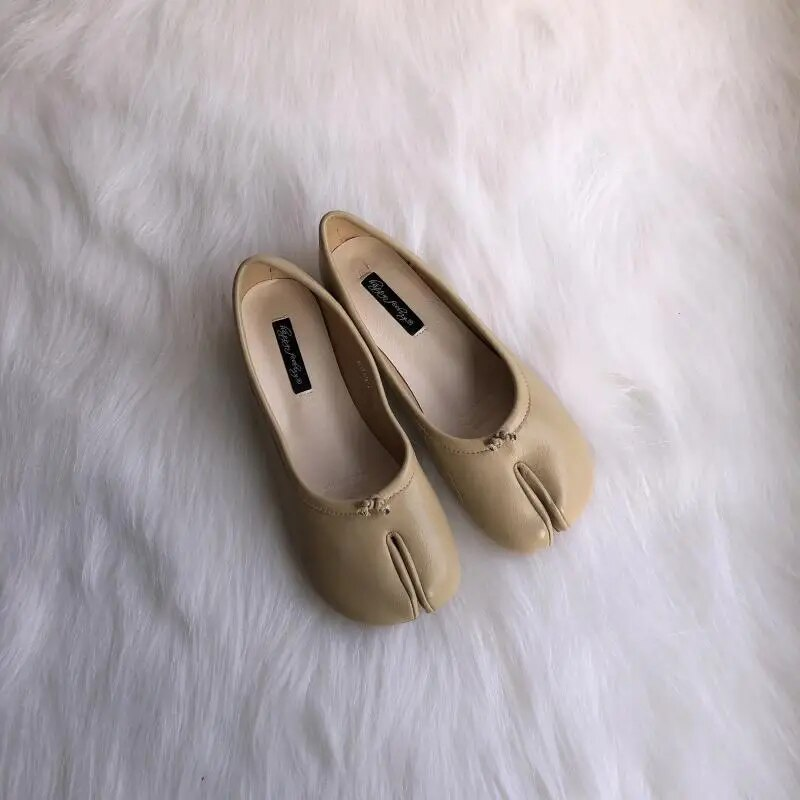 Pantofi Tabi Ninja pentru femei, din piele microfibră, confortabili, cu vârf despicat, cu fund moale, mocasini, slip, trotter pentru femei_voghion.com