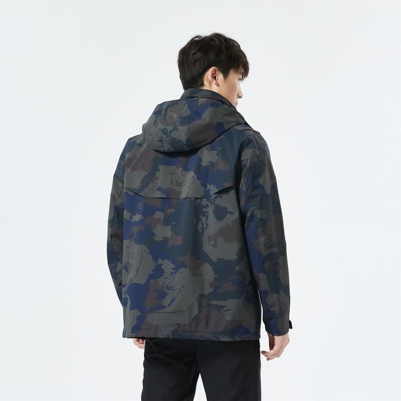 Men's 3-in-1 Waterproof Hiking Jacket With Detachable Down Liner - All-Season Windproof Shell For Mountaineering, Skiing & Urban Commute (Black/Camo)_voghion.com