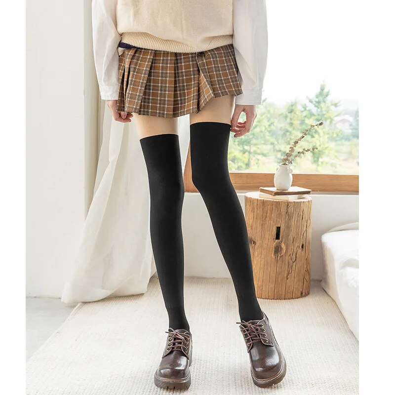 Lolita Winter Warm Pantyhose Women Sexy Fleece Tights Thermal Stocki Veet High Waist Elastic Thick Socks Female_voghion.com