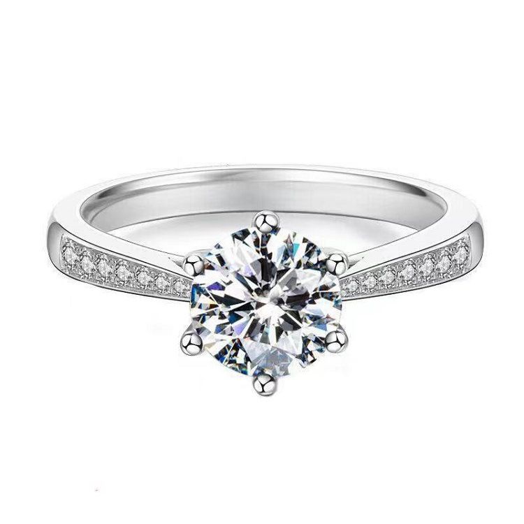 Moissanite Ring Klassische Sechs-Zinke Ein Karat Einstellbare Paar Ringe Für Frauen Live-Streaming_voghion.com