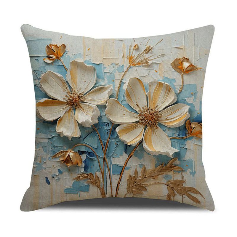 Taie d'oreiller décorative vintage en trois dimensions avec peinture à l'huile et fleurs pour salon, chambre à coucher, canapé_voghion.com