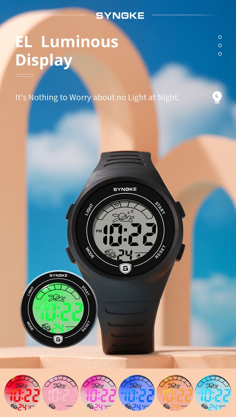 Reloj deportivo digital para niños con pantalla a prueba de agua y golpes, alarma, cronómetro y un bonito diseño de tortuga y liebre: ideal para niños y niñas._voghion.com