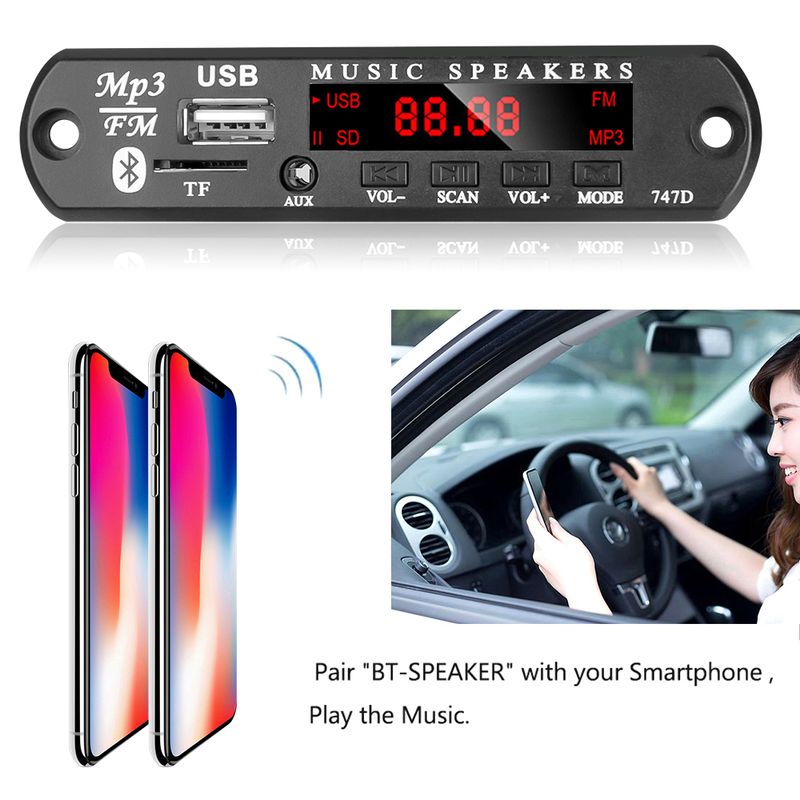Kit Bluetooth 5.0 6V-24V Placa decodificadora MP3 sem fio WMA Módulo reprodutor de música automotivo Áudio sem perdas USB AUX TF Rádio_voghion.com