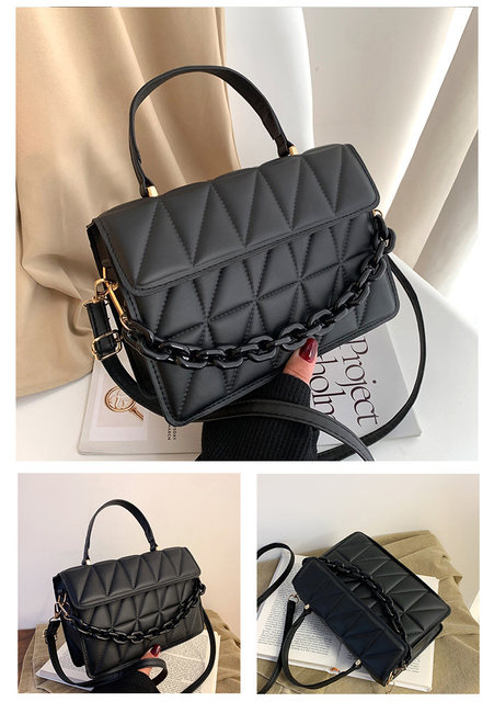 Trendig rutig axelväska för kvinnor Modekedja Crossbody-väskor Märkesdesignade handväskor och handväskor Små handtagsväskor med flik_voghion.com
