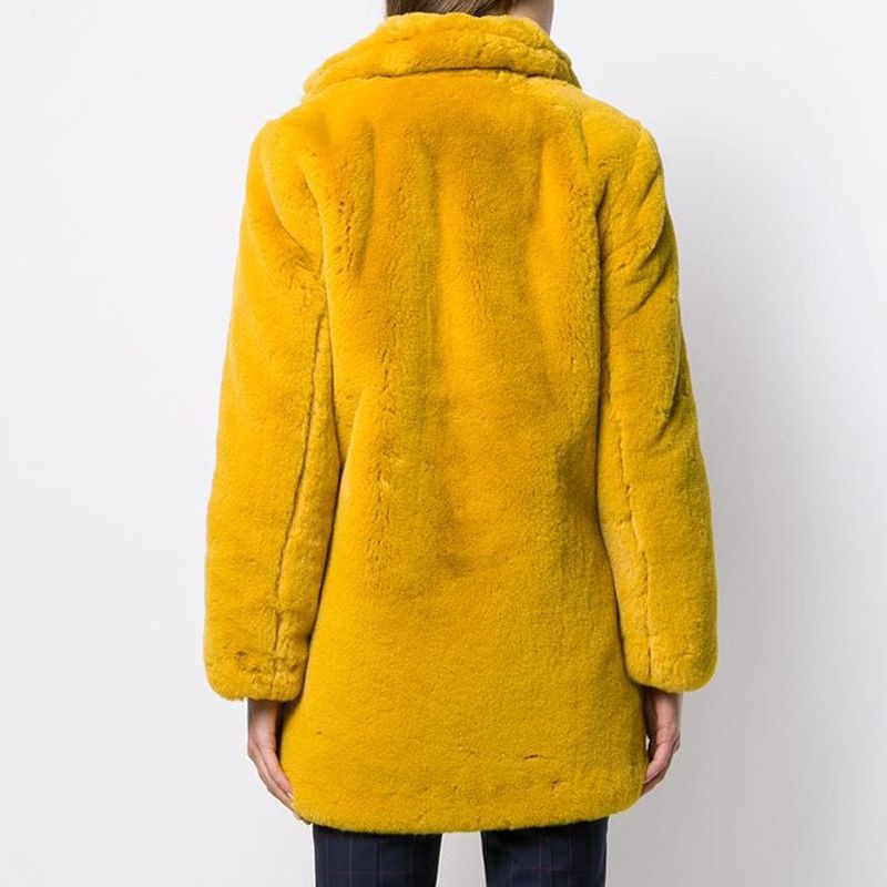 Women's mid-length imitation fur coat loose fluffy soft lamb wool warm coat_voghion.com