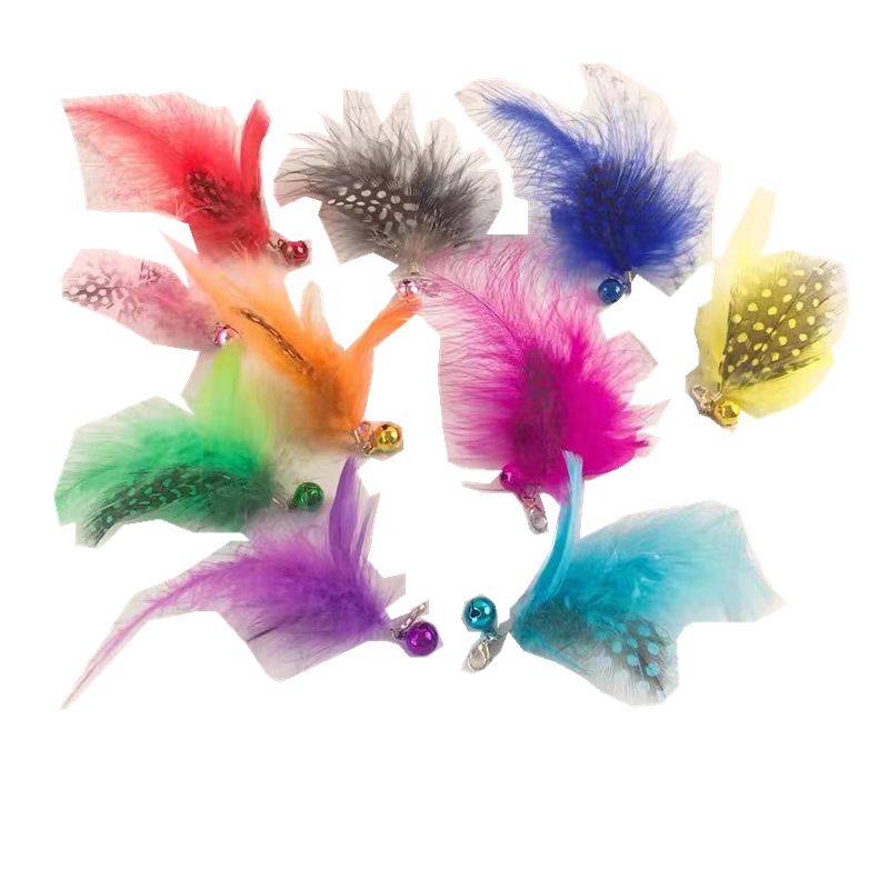 Testine di ricambio per giocattoli per gatti con puntini colorati e piume, bacchetta magica a molla_voghion.com