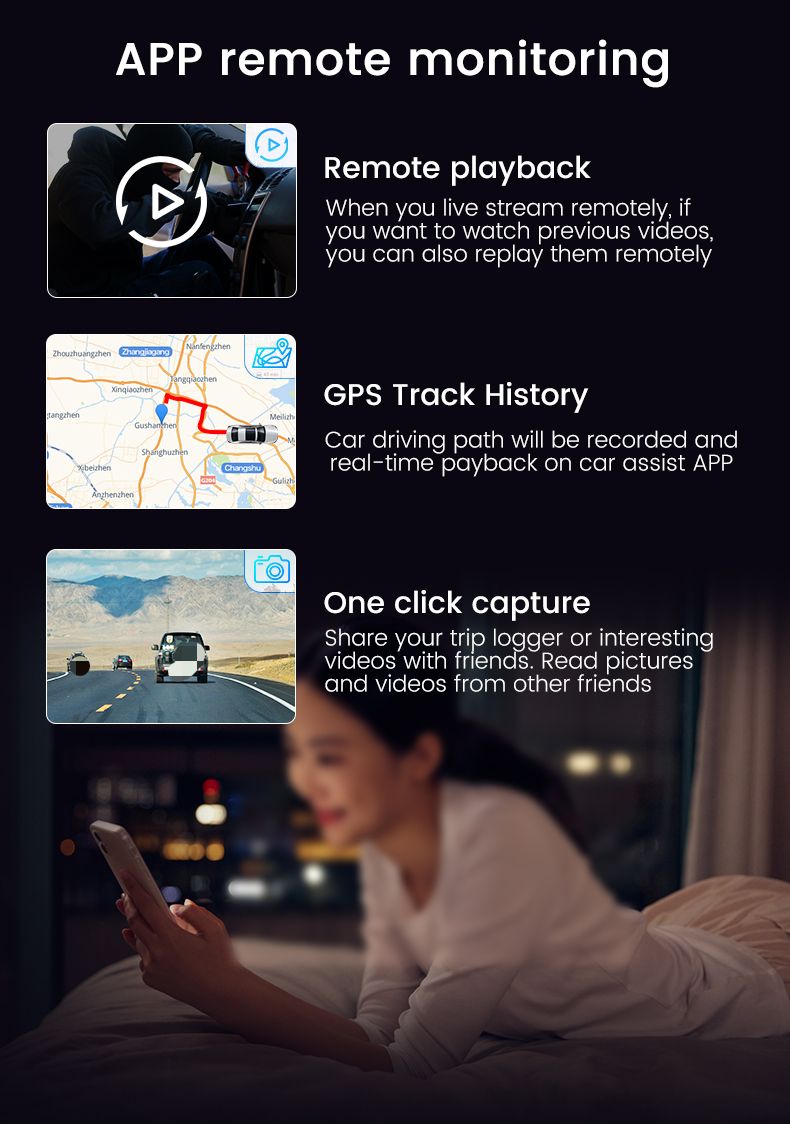 2K Driving Recorder Hidden Dashboard Camera Remote Monitoring Wireless Network GPS_voghion.com