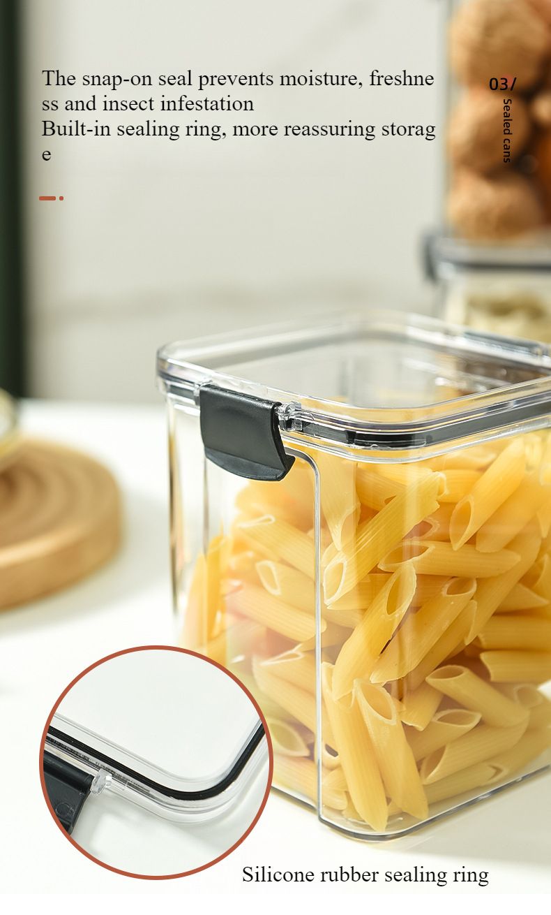 Storage Box Square Snack With Lid Storage Tank Cereal Can Sealed Jar Cereals Storage Jar_voghion.com