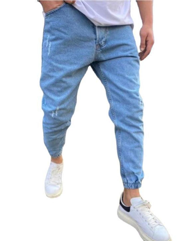Jeans casual strappati tinta unita da uomo_voghion.com
