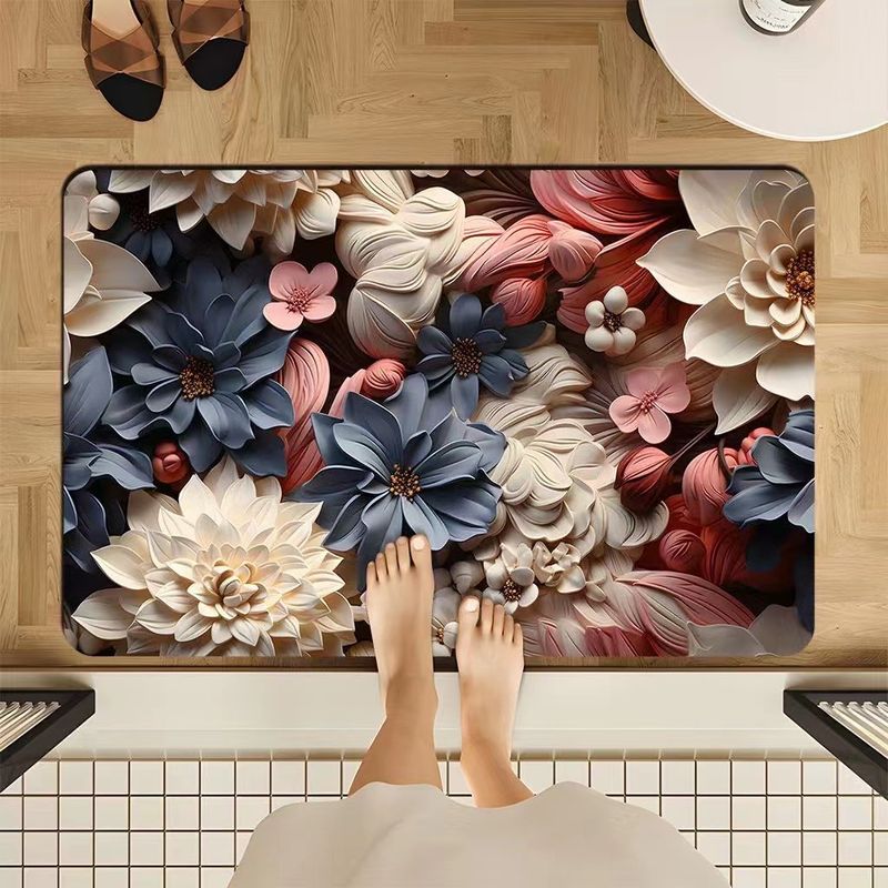 Wohnmöbel Home Ölgemälde Stil Kieselalgen Schlamm Teppich Badezimmer rutschfeste wasserabsorbierende Fußmatte Eingang Toilette Badezimmer leicht zu trocknen Bodenmatte_voghion.com