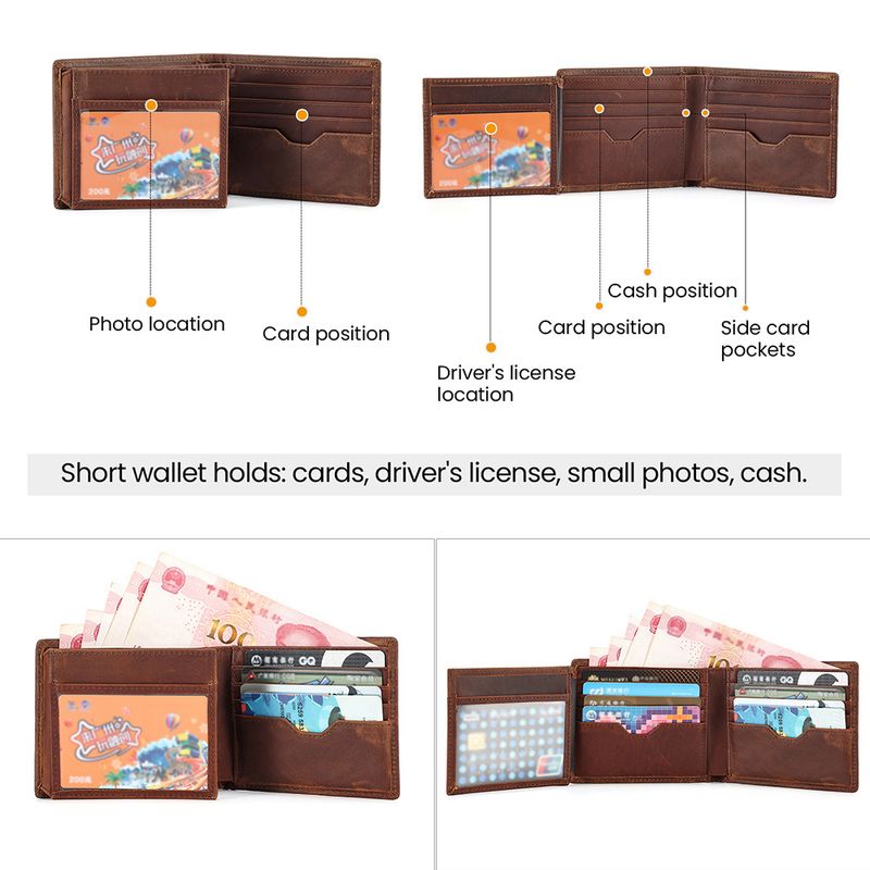 Genuine Leather Short Multi-Card Slot Business Simple Men's Wallet_voghion.com