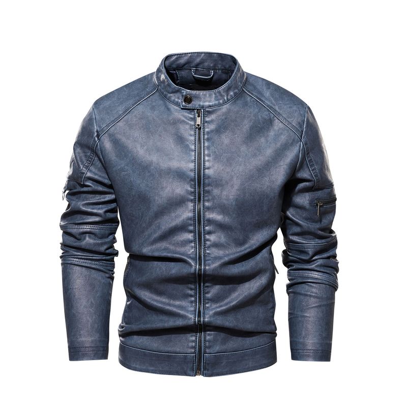 Men's Clothing retro washed leather jacket Men's leather jacket leather jacket_voghion.com