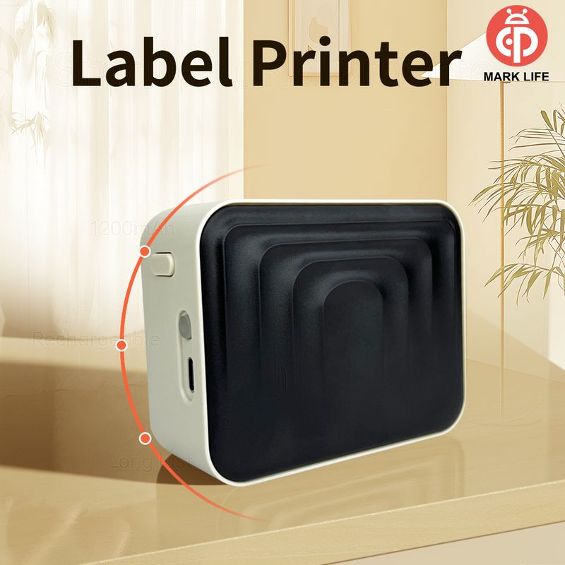 Marklife M1Thermal Maker avec imprimante d'étiquettes en papier Durable, Mini imprimante Bluetooth sans encre pour téléphone IOS et Android_voghion.com