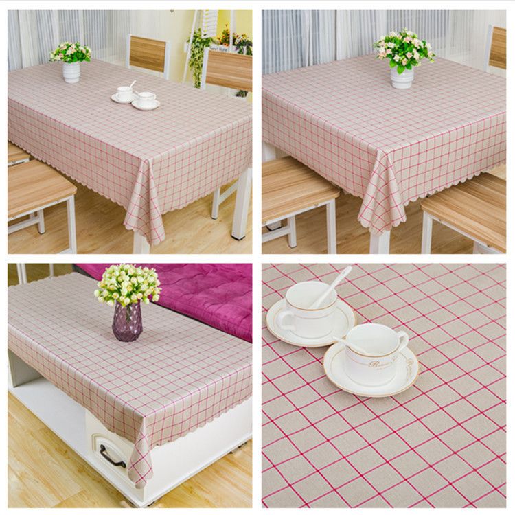 Nappe imperméable et résistante à l'huile, sans lavage, couleur café, nappe carrée à carreaux_voghion.com