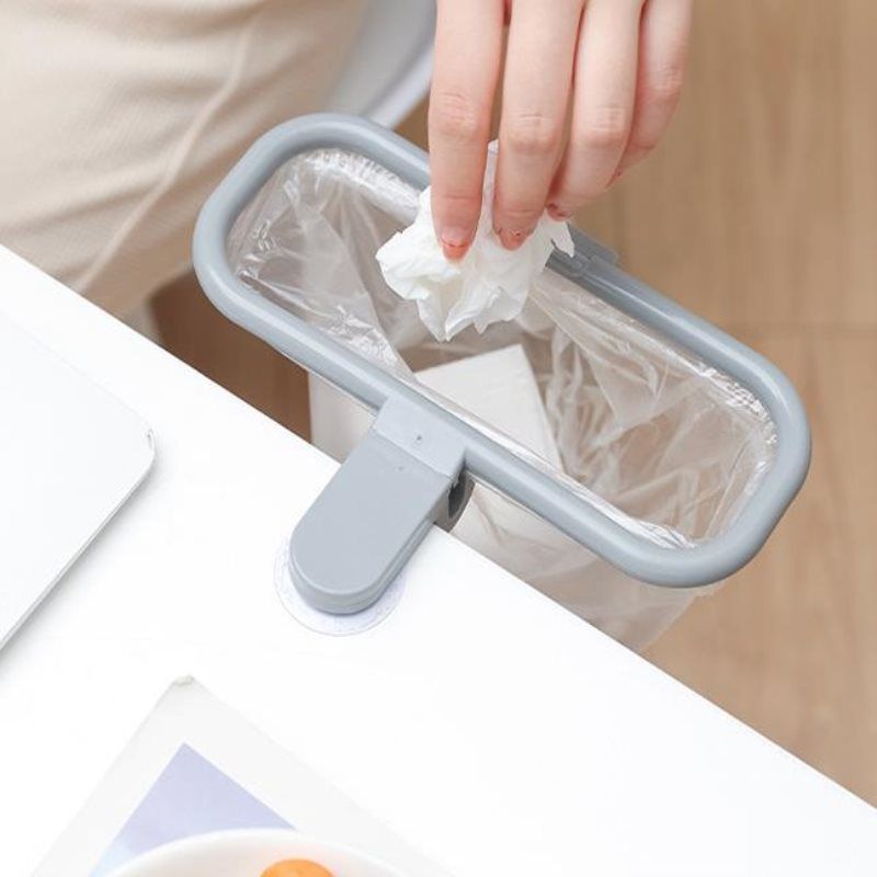 Supporto per sacco della spazzatura senza fori con anello di pressione, supporto per cucina con ventosa, supporto per anello portasciugamani multifunzionale_voghion.com