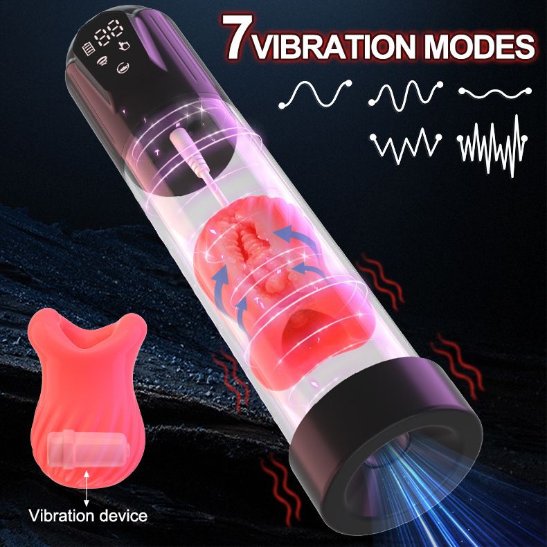 Negative Pressure Penis Pump Trainer Vibration Sucking Electric Mouth Aircraft Cup Male Masturbator Device_voghion.com