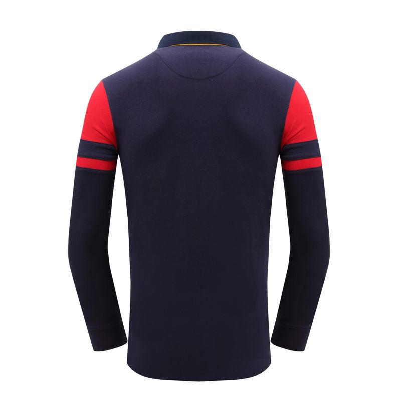 Unschlagbare Qualität Herbst und Winter Große Langarm Herren Top Panel Kontrast Polo Kragen Shirt 057_voghion.com