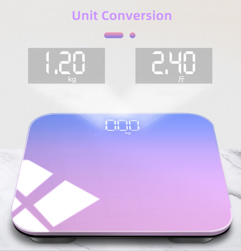 180 kg-os színátmenetes színes fürdőszobai mérleg, padló digitális mérleg, testsúly, üveg LED intelligens mérlegek, elektronikus testmérleg-egyensúly_voghion.com