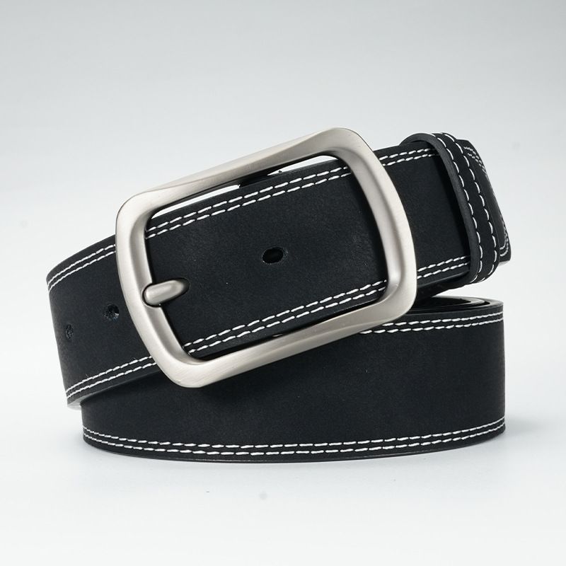 3,8 cm Herrengürtel mit echter Nadelschnalle, einfacher Freizeitgürtel, modischer und vielseitiger junger Männer, Ledergürtel für Männer_voghion.com