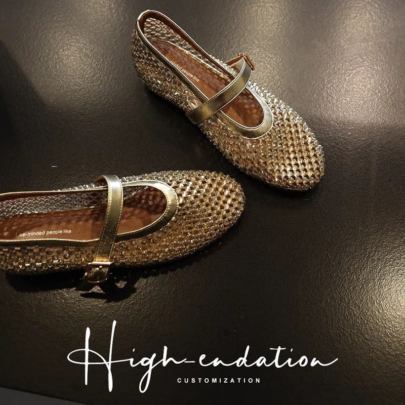 Scarpe Mary Jane con zeppa nascosta, traspiranti, con design a traforo e strass, nuove in stile estivo 2025, per donne minute_voghion.com