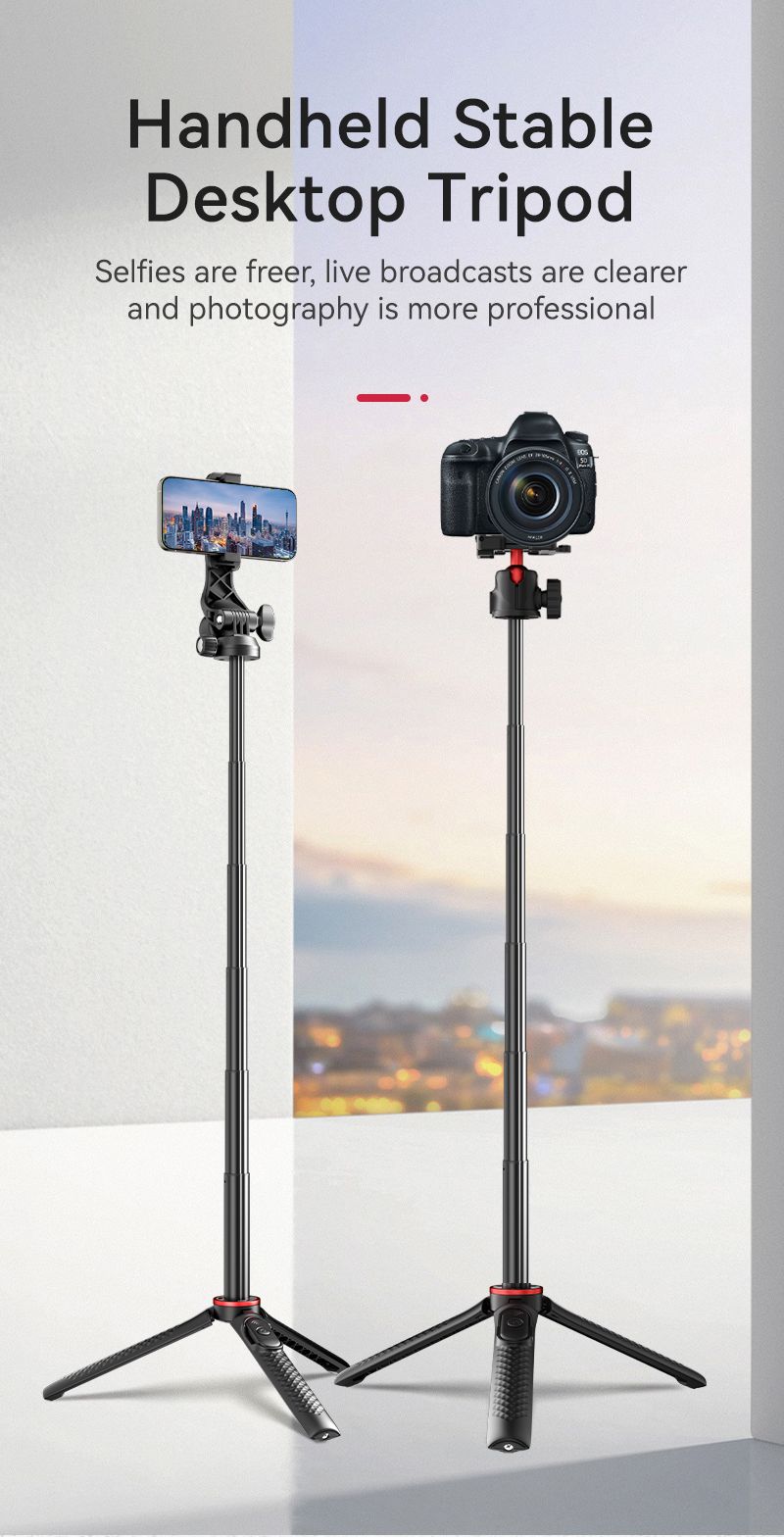 Music Festival Portable Fleksibel 90CM ultra-stabilt landingsskjelett teleskopisk håndholdt integrert live selfie stick_voghion.com