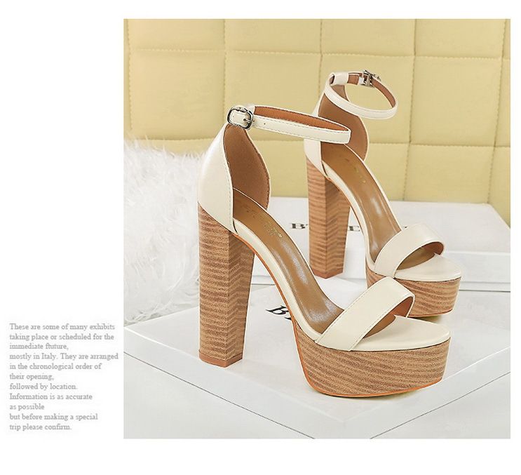 Women's Elegant Strappy Open-Toe High Heel Sandals With Chunky Heel & Platform Black Brown White Sizes 34-40 Super High Heel Waterproof Platform Shoes_voghion.com