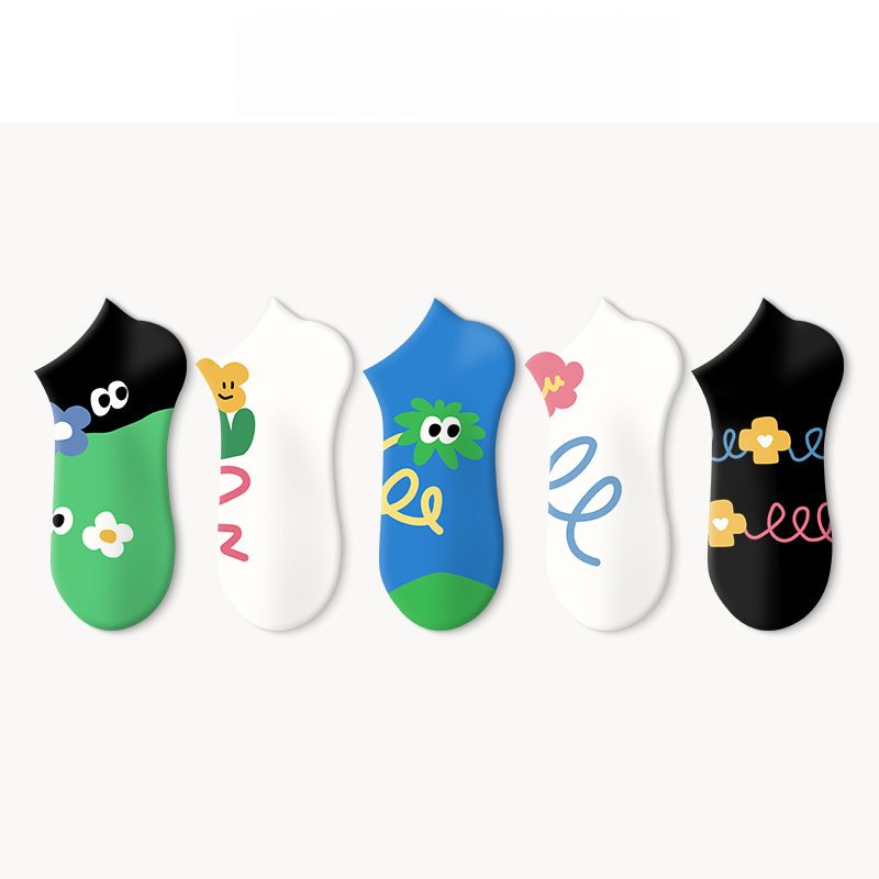 Calzini, calzini estivi da barca da donna, sottili, assorbenti del sudore e antiscivolo, e calzini invisibili a punta bassa in cotone._voghion.com