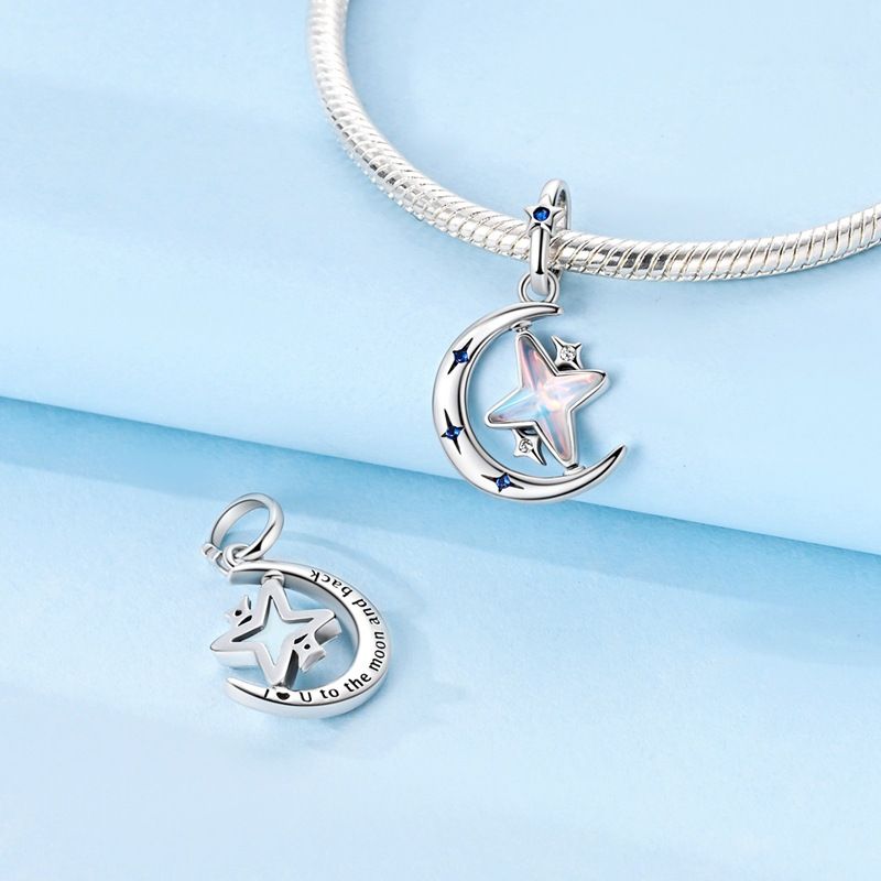 Kadın Takıları 925 Ayar Gümüş Charm Dört Yapraklı Yonca Hayat Ağacı Sinek Kuşu Vadi Zambağı Boncukları Yıldızlı Gökyüzü Kız Kardeş Kolye DIY_voghion.com