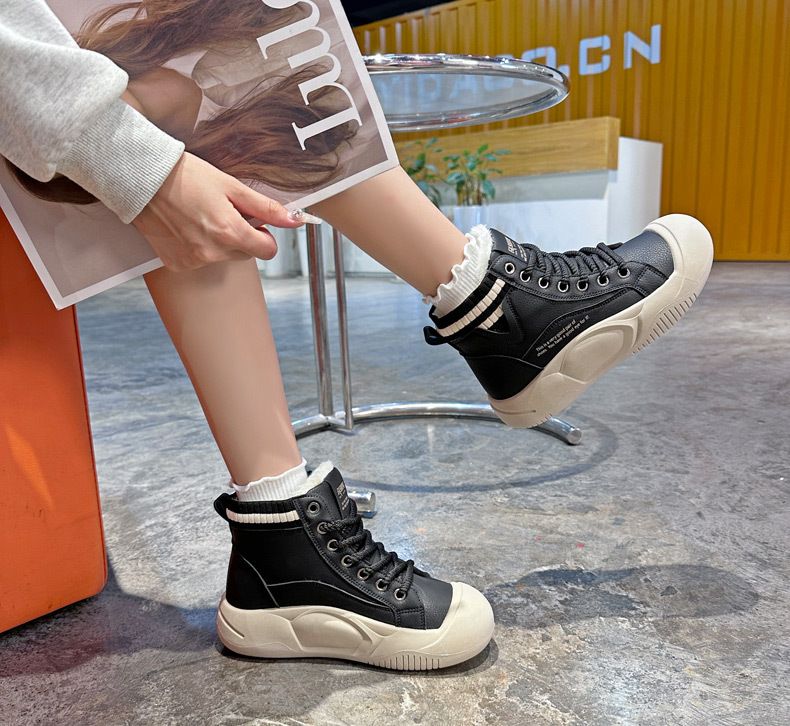 Autunno e inverno velluto alto casual piccole scarpe bianche per bambini inverno nuovo versatile Martin stivali corti donne_voghion.com