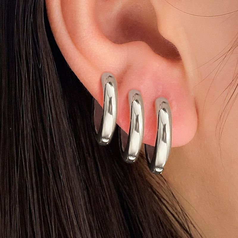 GEOMETRIC TRIO - Alloy Hoop Earrings Set (High-End Minimalist Jewelry, Retro Personality Design)_voghion.com