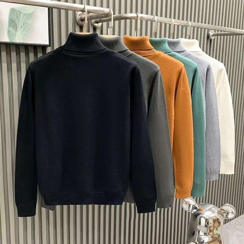 Men's Clothing Autumn And Winter Turtleneck Sweater Loose Warm Sweater Thick Bottoming Sweater_voghion.com