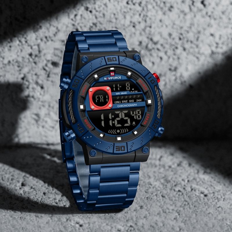 Luxury Golden Digital Man Watch LED Display Stainless Steel Wristwatch Men Waterproof Chronograph Relogio Masculino_voghion.com