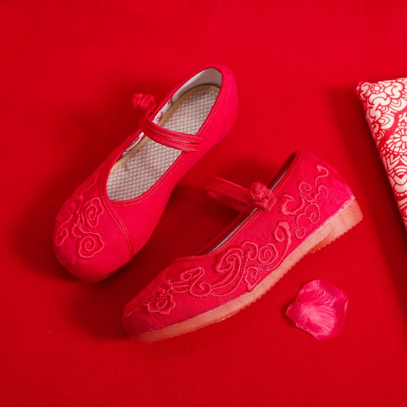 Flache Schuhe mit Kuhsehnensohle, einfarbige Damen-Einzelschuhe für Frühling und Sommer, bestickte Stoffschuhe, Teller_voghion.com