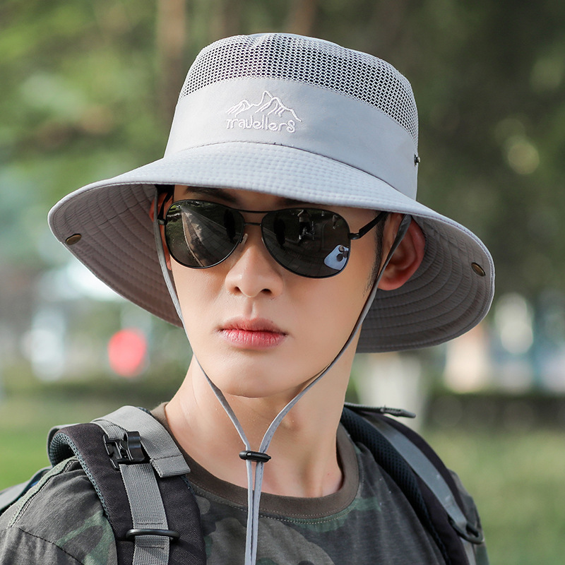 Fisherman Men Spring Summer Wide Brim Outdoor Hiking Foldable Sun Men's Fishing Hat_voghion.com