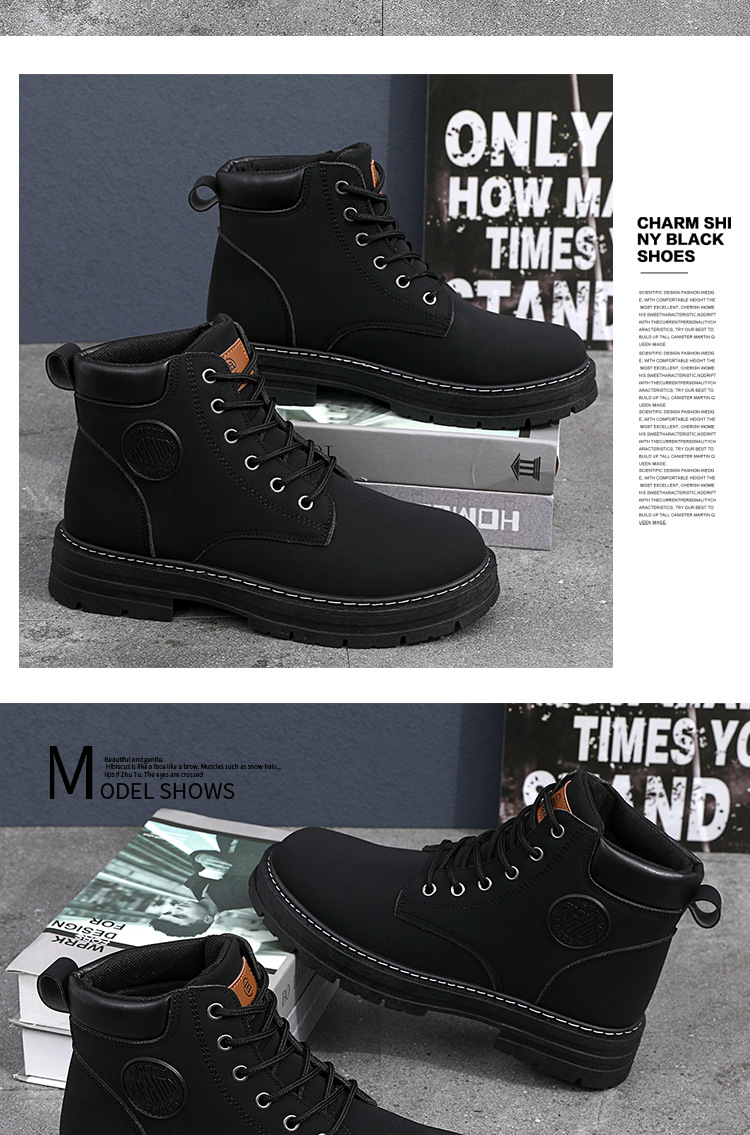 2023 nova moda clássica masculina de outono, durável, à prova d'água, botas martin de cano alto com fundo macio, antiderrapante_voghion.com