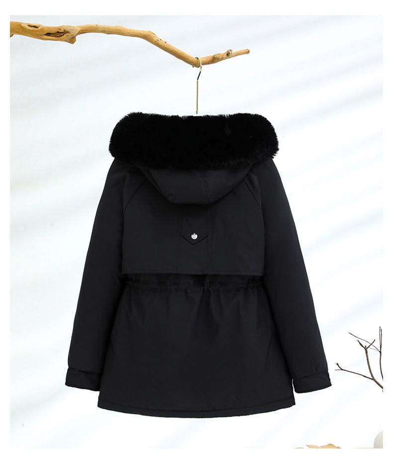 Parka invernale da donna con cappuccio in pelliccia sintetica, piumino lungo, capospalla foderato spesso, cappotto casual alla moda dalla vestibilità ampia per donna_voghion.com