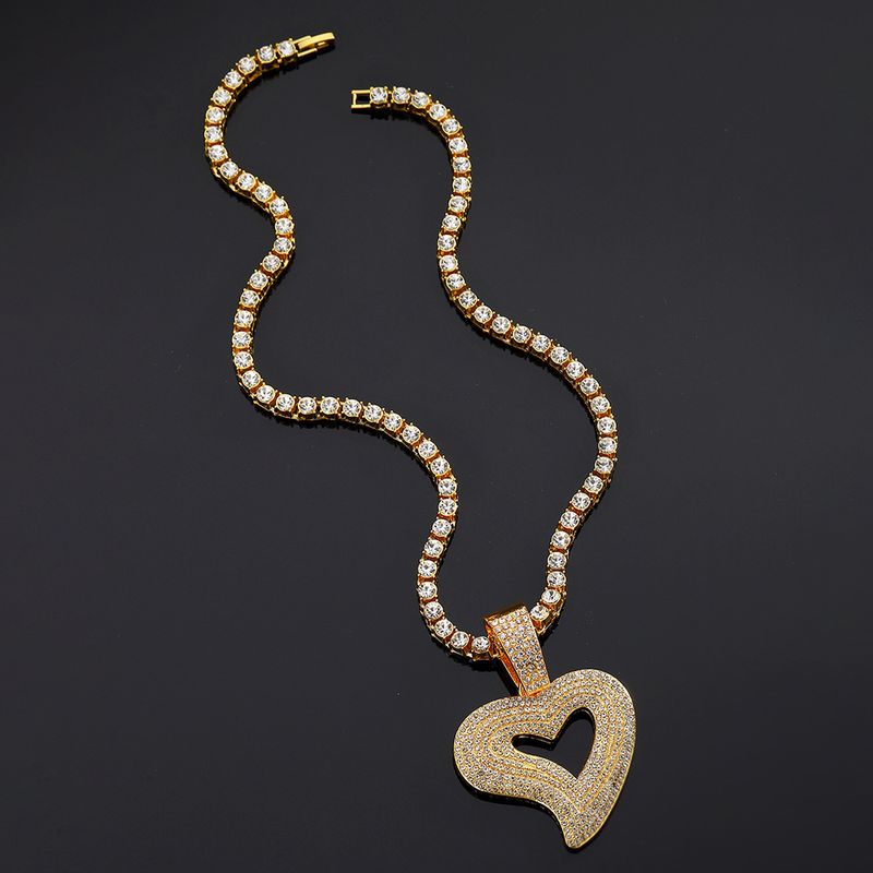 Personality ins love Cuban necklace couple light luxury hip hop necklace_voghion.com