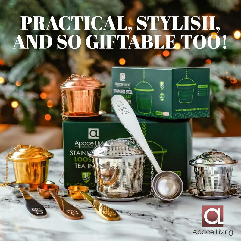 Large Tea Infuser With A Tea Spoon And Drip Tray (2-piece Set) – Multi-cup Size Stainless Steel Loose Leaf Tea Strainer And Steeper_voghion.com