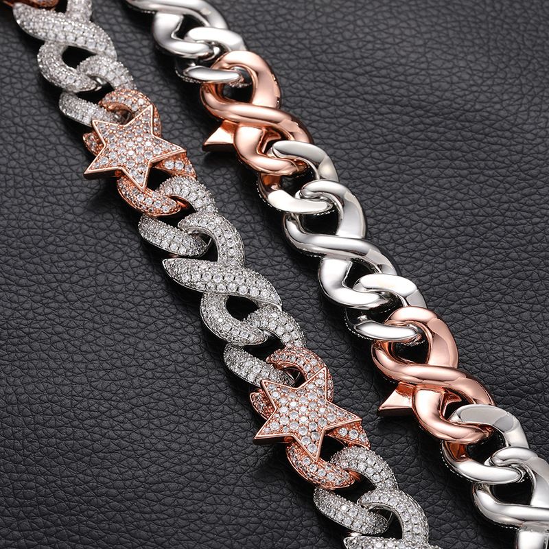 Collana Hip Hop con fibbia a forma di occhio, testa a forma di stella a forma di 8, zircone placcato in oro vero, catena cubana_voghion.com