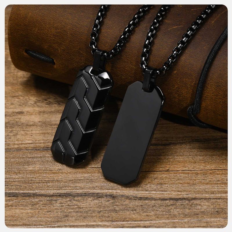Ready Stock Vnox Cool Tire Pattern Necklaces Men Boys, Stainless Steel Geometric Bar Pendant Collar, Punk Stylish Gifts for Him_voghion.com