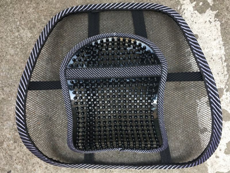 Sedile da ufficio, sedia comoda, supporto massaggiante, cuscino ventilato, schienale in rete nera, cuscino lombare per auto_voghion.com