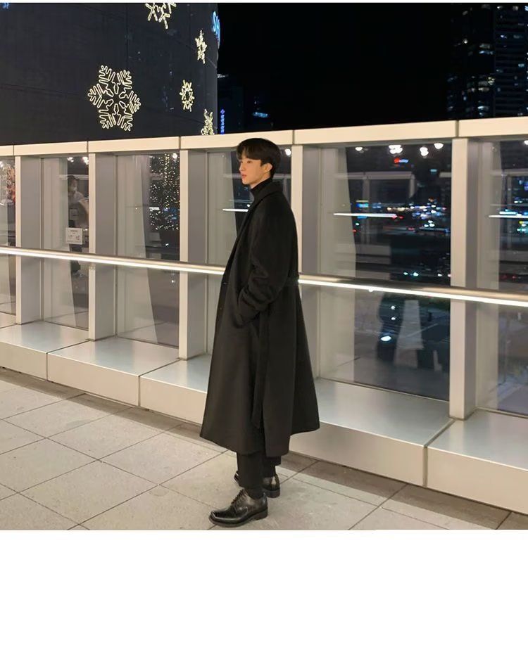 Men’s Double-Layer Wool Overcoat – Korean Style Long Trench Coat With Premium Feel_voghion.com