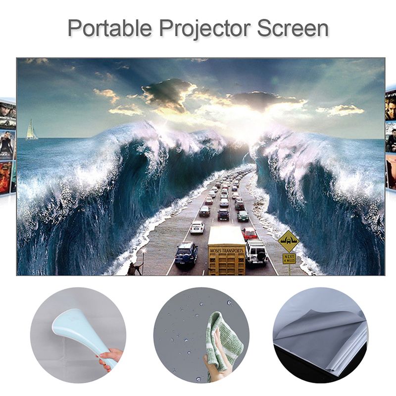 Écran de projection portable simple et anti-lumière, 60/70/80/100/120 pouces, pour la maison, l'extérieur et le bureau_voghion.com