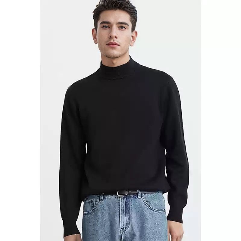 « Pull homme à col montant en grosse maille - Pull d'hiver oversize blanc classique et tons neutres »_voghion.com