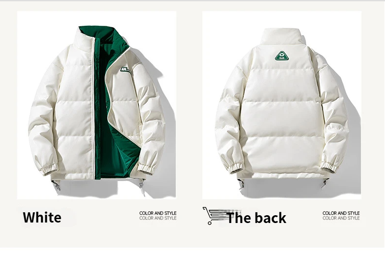 Giacca imbottita in piuma d'anatra bianca da uomo in pelle PU con colletto rialzato, modello invernale 2025, alla moda_voghion.com