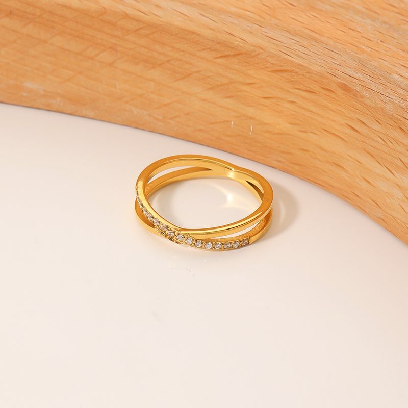 Ins Cross Niche Design Micro Pave Diamond Slim Fashion Simple Style Versatile Elegant Ring_voghion.com